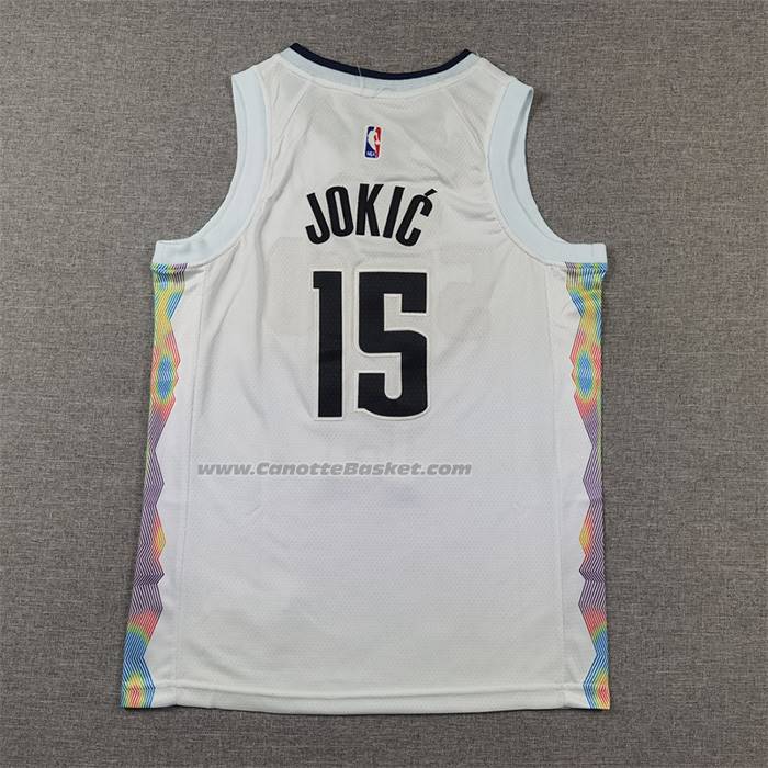 Maglia Bambino Denver Nuggets Nikola Jokic No 15 Citta 2024-25 Bianco
